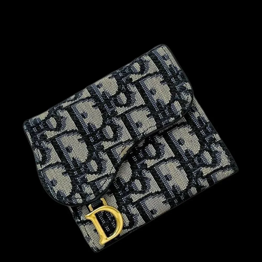 Dior Trifold Wallet Navy Blue